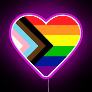 Progress Pride Flag Heart RGB neon sign  pink