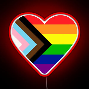 Progress Pride Flag Heart RGB neon sign red