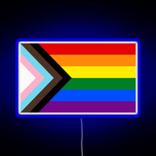 Load image into Gallery viewer, Progress Pride Flag RGB neon sign blue