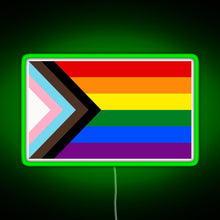 Load image into Gallery viewer, Progress Pride Flag RGB neon sign green