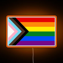 Load image into Gallery viewer, Progress Pride Flag RGB neon sign orange