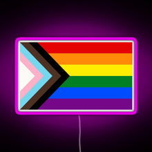 Load image into Gallery viewer, Progress Pride Flag RGB neon sign  pink
