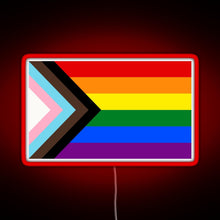 Load image into Gallery viewer, Progress Pride Flag RGB neon sign red