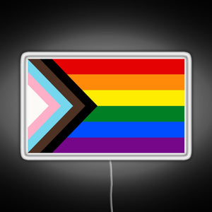 Progress Pride Flag RGB neon sign white 