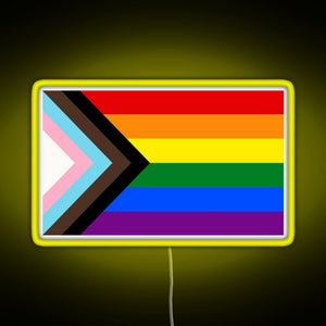 Progress Pride Flag RGB neon sign yellow