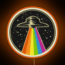 Load image into Gallery viewer, Queer UFO Rainbow UFO Alien Abduction Queer LGBT Gay Pride RGB neon sign orange
