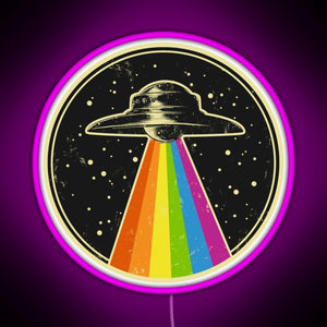 Queer UFO Rainbow UFO Alien Abduction Queer LGBT Gay Pride RGB neon sign  pink