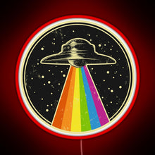 Load image into Gallery viewer, Queer UFO Rainbow UFO Alien Abduction Queer LGBT Gay Pride RGB neon sign red