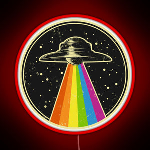 Queer UFO Rainbow UFO Alien Abduction Queer LGBT Gay Pride RGB neon sign red