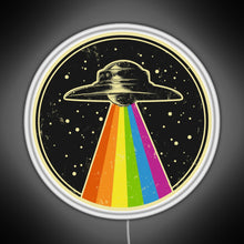 Load image into Gallery viewer, Queer UFO Rainbow UFO Alien Abduction Queer LGBT Gay Pride RGB neon sign white 