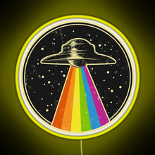 Load image into Gallery viewer, Queer UFO Rainbow UFO Alien Abduction Queer LGBT Gay Pride RGB neon sign yellow