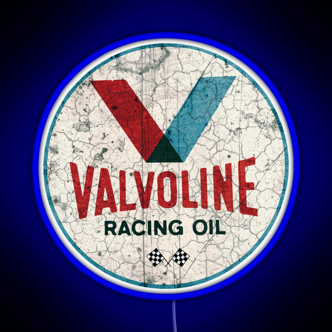 Racing Motor Oil Vintage Advertising Cool Motorcycle Helmet Or Car Bumper RGB neon sign blue
