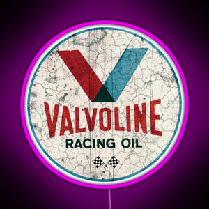 Racing Motor Oil Vintage Advertising Cool Motorcycle Helmet Or Car Bumper RGB neon sign  pink