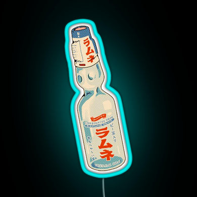 Ramune japanese soda bottle RGB neon sign lightblue 