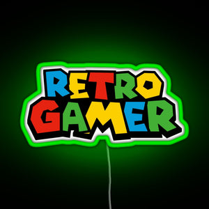 Retro Gamer N64 font RGB neon sign green