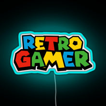 Load image into Gallery viewer, Retro Gamer N64 font RGB neon sign lightblue 