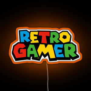 Retro Gamer N64 font RGB neon sign orange