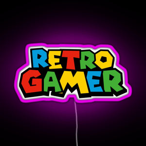 Retro Gamer N64 font RGB neon sign  pink