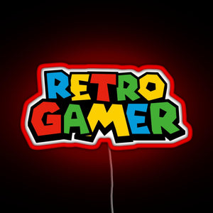 Retro Gamer N64 font RGB neon sign red