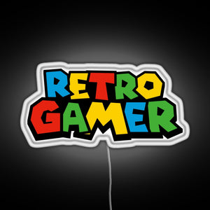 Retro Gamer N64 font RGB neon sign white 