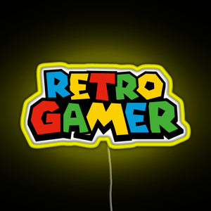 Retro Gamer N64 font RGB neon sign yellow