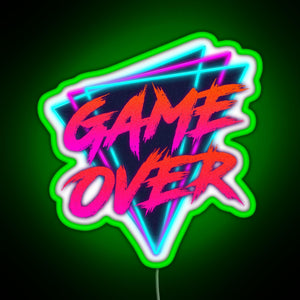Retro Love Game Over RGB neon sign green