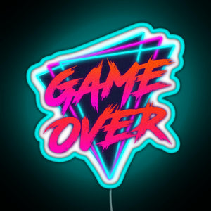 Retro Love Game Over RGB neon sign lightblue 