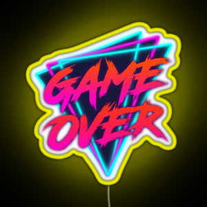 Retro Love Game Over RGB neon sign yellow