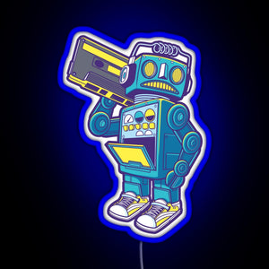 Robot Kicks RGB neon sign blue