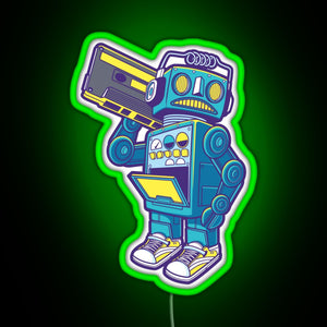 Robot Kicks RGB neon sign green