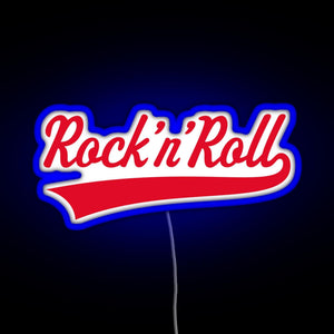 Rock n Roll Red RGB neon sign blue