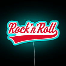 Load image into Gallery viewer, Rock n Roll Red RGB neon sign lightblue 