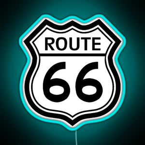 Route 66 Sign RGB neon sign lightblue 