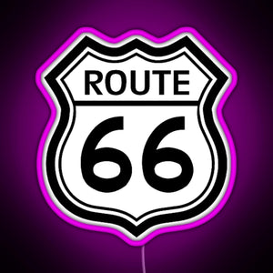 Route 66 Sign RGB neon sign  pink