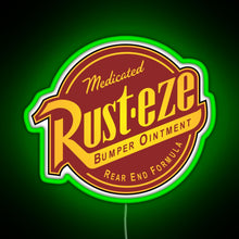 Load image into Gallery viewer, Rust eze Cars RGB neon sign green