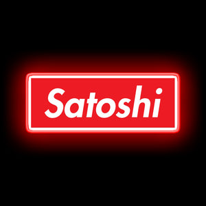 Satoshi Red and White neon sign