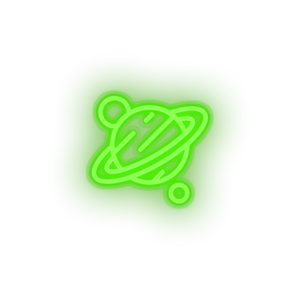 green saturn led adventure astronomy outer space planet saturn saturn ring space neon factory