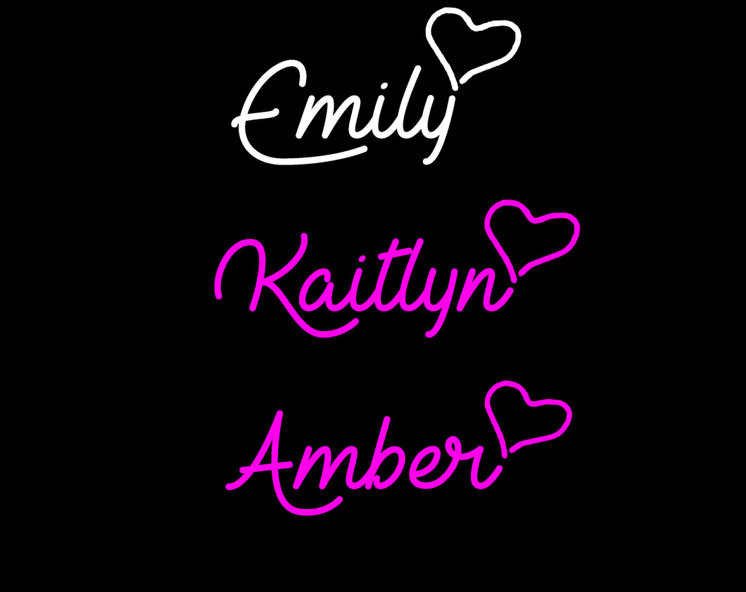 Custom neon Request for Mr Scott - Emily (white), Amber (pink), Kaitlyn (pink)