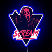 Load image into Gallery viewer, Scream movie 80s design RGB neon sign blue