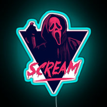 Load image into Gallery viewer, Scream movie 80s design RGB neon sign lightblue 