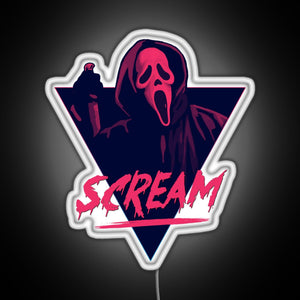 Scream movie 80s design RGB neon sign white 