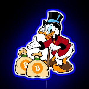 Scrooge Save Bitcoin RGB neon sign blue