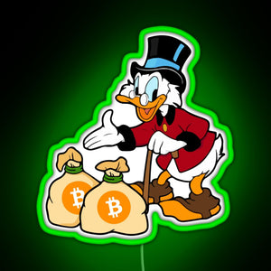 Scrooge Save Bitcoin RGB neon sign green