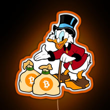 Load image into Gallery viewer, Scrooge Save Bitcoin RGB neon sign orange