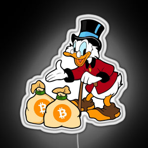 Scrooge Save Bitcoin RGB neon sign white 