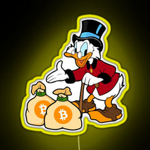 Load image into Gallery viewer, Scrooge Save Bitcoin RGB neon sign yellow