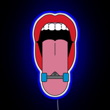 Load image into Gallery viewer, Skateboard Tongue RGB neon sign blue