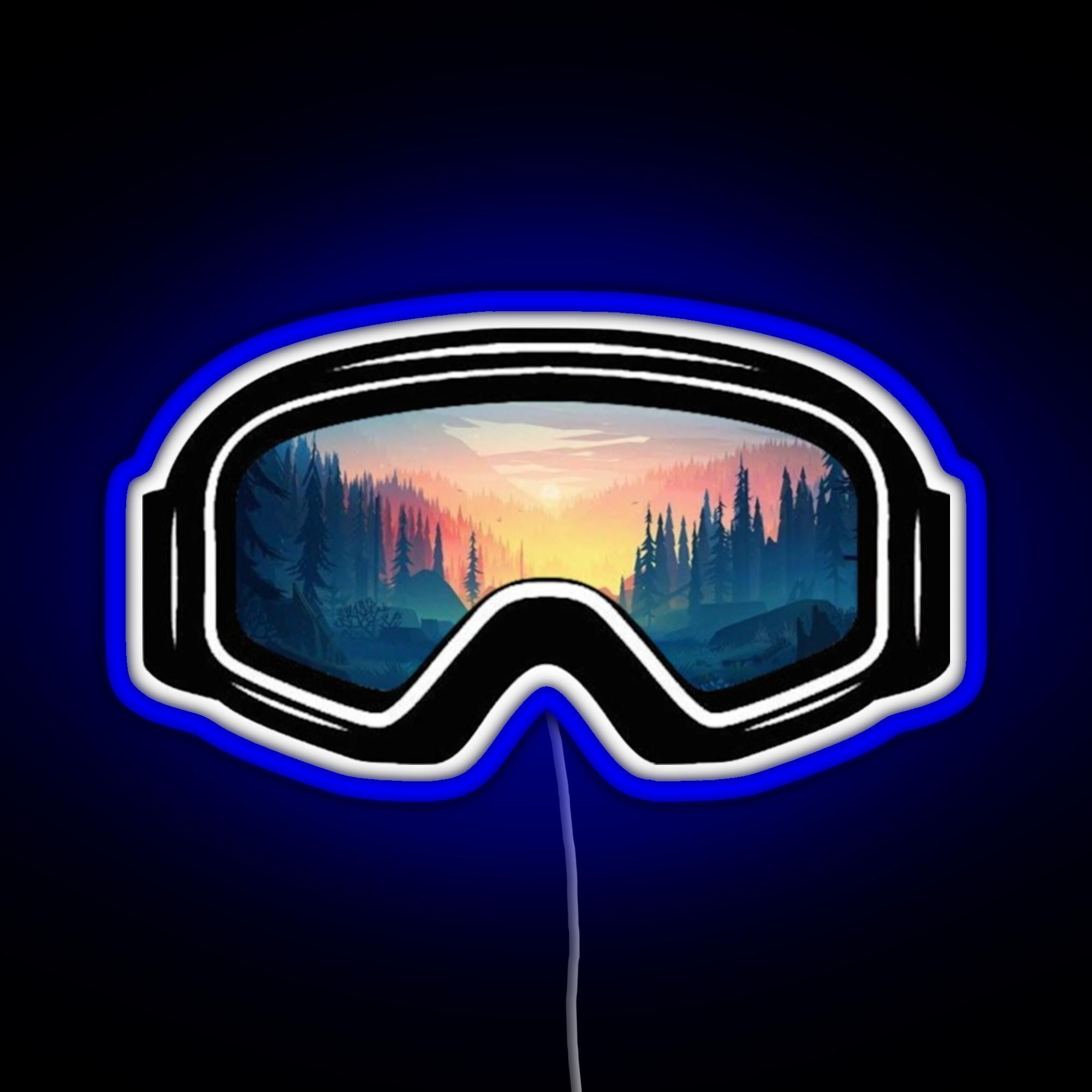 neon ski goggles Ski Goggles Trees in the Sunset Design RGB neon sign