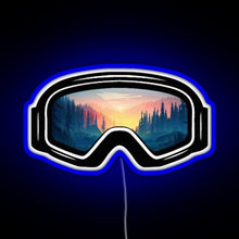 Load image into Gallery viewer, Ski Goggles Trees in the Sunset Design RGB neon sign blue