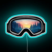 Load image into Gallery viewer, Ski Goggles Trees in the Sunset Design RGB neon sign lightblue 